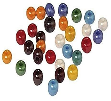 Rayher Großlochradl, Glas, Großlochperlen, Glasperlen, 8,7 mm ø, großes Loch, Schmuckperlen, Farben bunt gemischt, opak, Dose 55 Gramm, ca. 113 Stück, 1418749