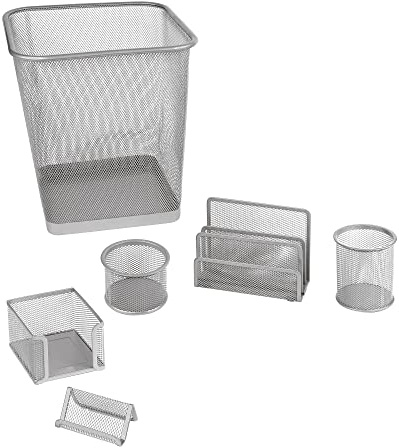 Set Schreibtisch Lebez 6 Stück Zubehör Mesh Silber Art.1426 [1426-s]