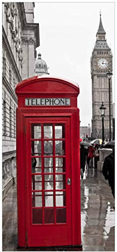 posterdepot Türtapete Türposter Telefonzelle in London, England mit Big Ben - Größe 93 x 205 cm, 1 Stück, rot, ktt0213