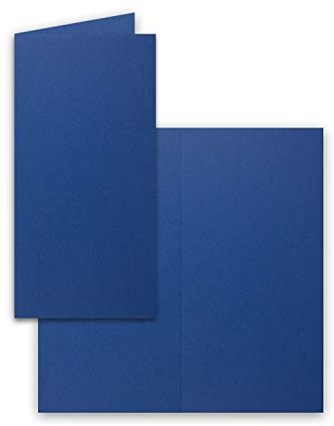 25x Falt-Karten DIN Lang - Nachtblau (Blau) - 10,5 x 21 cm - Blanko Doppelkarten - Klappkarten für Einladungen und Grußkarten zu Weihnachten und Geburtstag