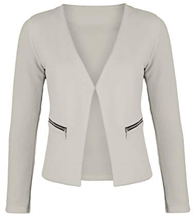Blazer à manches longues pour femme (382), beige, S taille courte