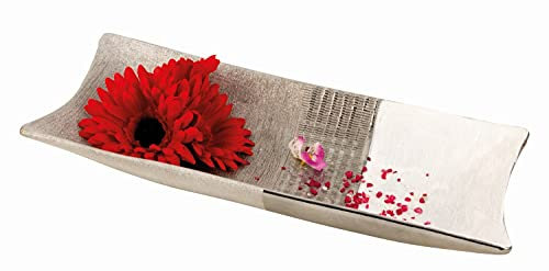 Mel O Design Moderne et grande Coupelle à fruits décorative bol en céramique blanc/argent 39 x 18 cm