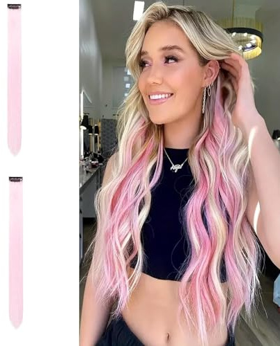Clip-In Hair Extension Highlights Streaks x 2 (Light pink)