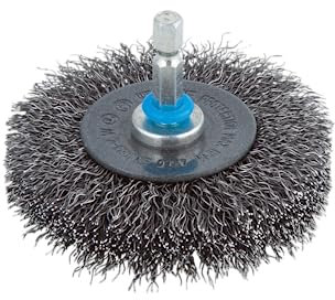 wolfcraft Stahldraht-Scheibenbürste ø75x16 mm - 2101000 - Sechskant-Schaft - Ideal zum Entrosten und Reinigen - Drahtbürste für Bohrmaschinen