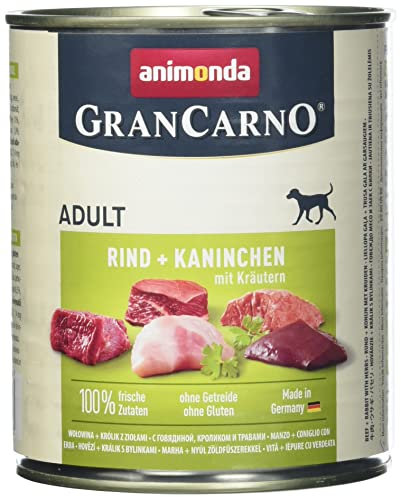 animonda GranCarno Hundefutter, Nassfutter für erwachsene Hunde, verschiedene Sorten 6 x 800 g Kaninchen+Kräutern
