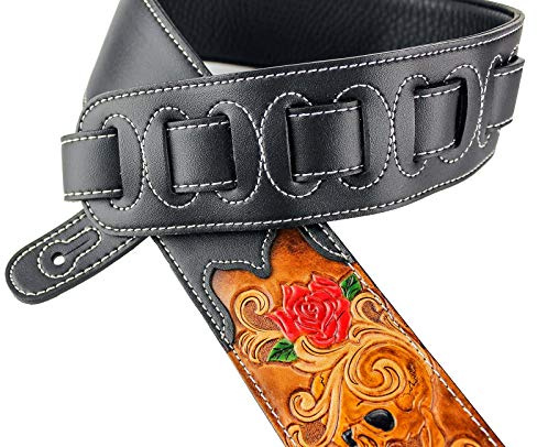 Walker & Williams cvg-12 schwarz Lederband Hand-Grateful Skull & Rose