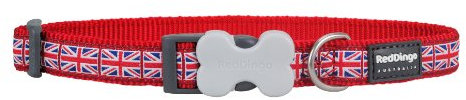 Disabled-Signs.com Red Dingo Unión Jack Bandera diseño Collar de Perro, S, 12 mm, Cuello tamaño 20 – 32 cm