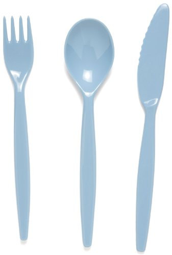 Harfield Polycarbonate Cutlery Set Summer Blue 20cm (x4 Sets) Reusable Virtually Unbreakable