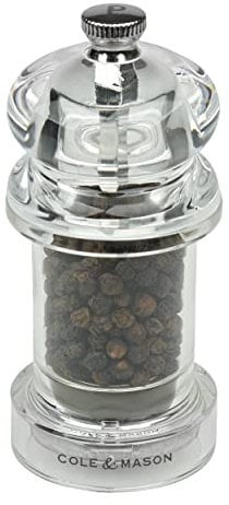 Cole & Mason H57501P 575 Clear Pepper Mill, Precision+, Acrylic, 105 mm, Single, Includes 1 x Pepper Grinder