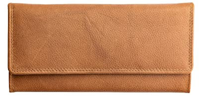 Josephine Osthoff Geldbörse Damen Leder Länglich Portemonnaie mit Reißverschluss KleinGeldbörse Kreditkartenetui RFID-Schutz Geldbeutel mit Münzfach (907), Farbe:Safari