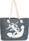styleBREAKER XXL Strandtasche mit Anker Print | maritimer Look in Flechtoptik | Shopper Badetasche 57 x 33 x 32 cm, Farbe:Dunkelgrau-Weiß