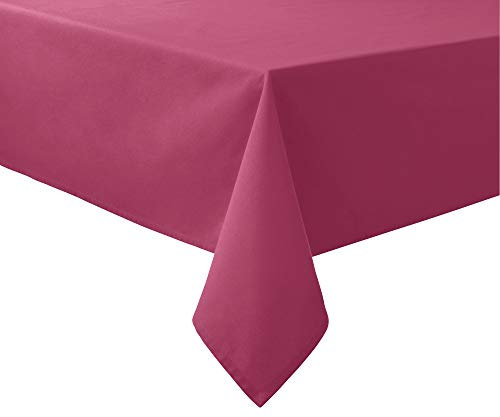 REDBEST Tischdecke, Tischwäsche Uni Seattle, 100% Baumwolle Beere Größe 130x170 cm - Robustes, glattes Gewebe, mit hochwertigem Kuvertsaum