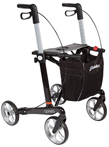 EKH Strunk GmbH Gepard Carbon Rollator, 6,2kg, faltbar, abnehmbare Tasche, Rückengurt und Stockhalter, bis 150kg Nutzergewicht