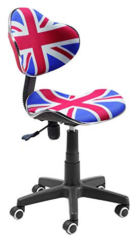 duehome | Silla de Escritorio, Silla de Estudio, Silla Juvenil, Acabado en Tejido Transpirable, Color British, Modelo Bambola, Medidas: 53 cm (Ancho) x 53 cm (Fondo) x 82-94 cm (Alto)