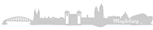 Samunshi® Autoaufkleber Magdeburg Skyline Aufkleber 15 x 2,4cm silbermetalleffekt