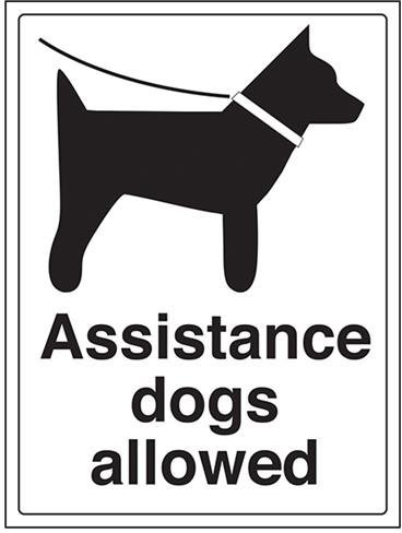 VSafety Assistance Dogs Allowed Sign - Portrait - 300mm x 400mm - 1mm Rigid Plastic