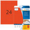 HERMA 4467 Farbige Etiketten rot ablösbar, 20 Blatt, 70 x 37 mm, 24 pro A4 Bogen, 480 Stück, selbstklebend, bedruckbar, matt, blanko Papier Farbetiketten Aufkleber