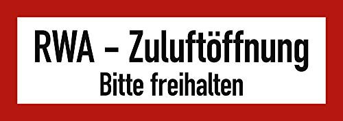 RWA-Zuluftöffnung Bitte freihalten, Aluminium, 10,5x29,7 cm