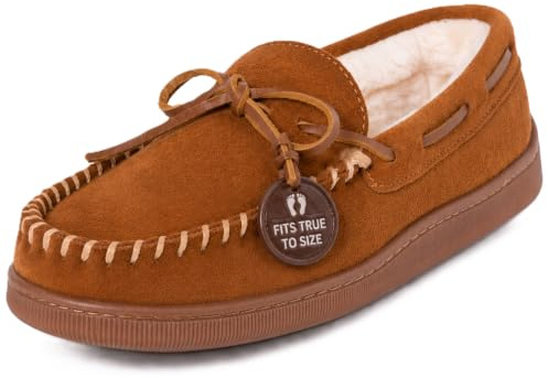 Minnetonka Men's Pile Lined Hardsole Slipper,Brown,11 W US