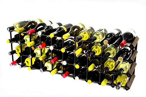 Classic 30/40 Bottle Dark Oak Stained Wood and Black Metal Wine Rack | Ready Assembled