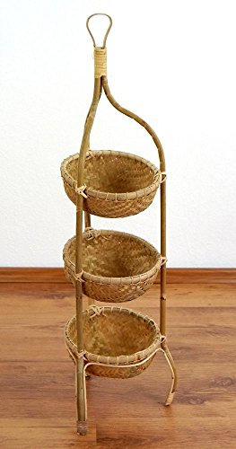 livasia Bambusregal mit Körben, Obstkorb und Gemüsekorb, Aufbewahrungskörbe, Badezimmerregal (20x20x78cm)