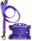 Customcard - Cordino da collo in metallo con clip e porta badge per tessere, colore: viola, 1 pezzo