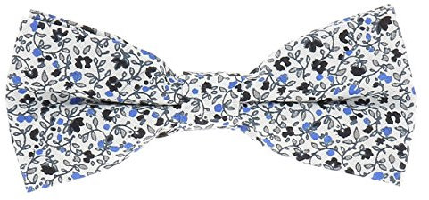 Cravate, Noeud Papillon et Pochette Costume Liberty Bleu Fleurs (Noeud papillon)