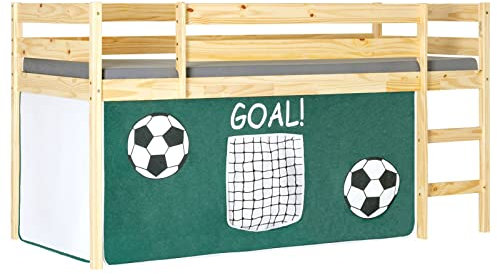 IDIMEX Vorhang Gardine Bettvorhang Fußball zu Hochbett Rutschbett Spielbett grün weiß