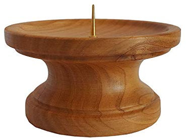 Gedrechselter Leuchter | Version: AUS DUNKLEREM Holz | für Stumpenkerzen von max. 8 cm Durchmesser Kerzenständer gedrechselt Lüster Kerzenleuchter Kerzenhalter Holzkerzenständer Holzkerzenhalter