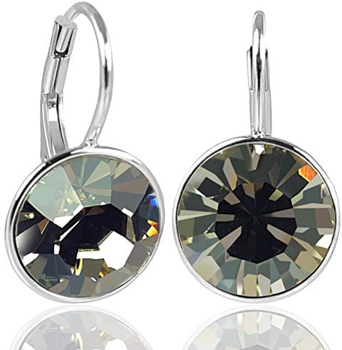 925 Ohrringe mit hochwertigen Marken Kristallen Silber Grau Black Diamond NOBEL SCHMUCK