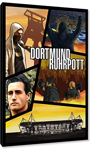 Ultras Dortmund Collage Format: 120x80, Bild auf Leinwand XL, fertig gerahmt