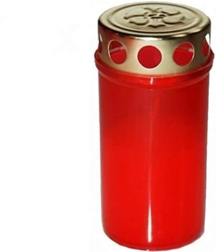 HRB 60 x Premium Grabkerzen, Rot 60 Std Öllichter Grablicht Kompo Engel