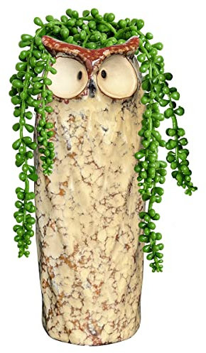 GeLive Pot de Fleurs en céramique de 22,9 cm de Haut, Pot de Fleurs artificielles pour Plantes Grasses, Pot de Fleurs artificielles, récipient hydroponique, sans Trou (Chouette Fine)