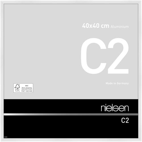 nielsen Bilderrahmen, 40 x 40 cm, Aluminium, Weiß glanz, Posterrahmen zum Aufhängen im Hoch- & Querformat, Echtglas, C2