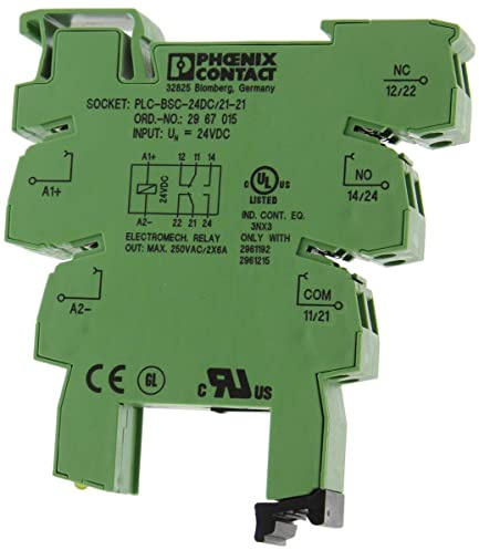 PHOENIX CONTACT PLC-BSC-24DC/21-21 PLC-Grundklemme mit Schraubanschluss, Ohne Relais Oder Solid State Relaisbestückung, 24V DC Eingangsspannung, 14mm Breite, 10 Stück