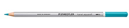 STAEDTLER aquarell Buntstifte karat aquarell, türkis, wasservermalbare, weiche und farbintensive Mine, für unterschiedliche Trocken- und Nasstechniken, 6 Aquarellstifte im Kartonetui, 125-35