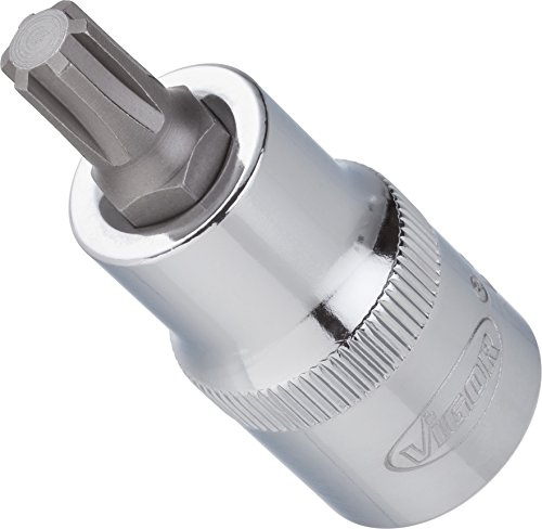 VIGOR Schraubendrehereinsatz, V2205, 1/2″, Innen Keilprofil Ribe-CV, SW M8 | Antrieb 1/2 Zoll (12,5 mm) Vierkant hohl, Abtrieb Innen Keilprofil Ribe-CV, Länge l2 55 mm, 70 g, Antrieb: 1/2″, Maße: 55 mm