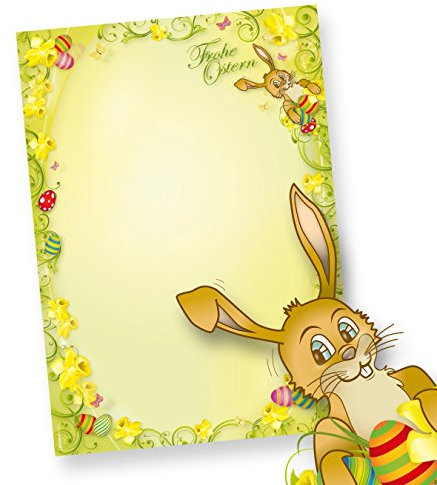 Briefpapier Ostern mit Hase 1-seitig (50 Stück) DIN A4