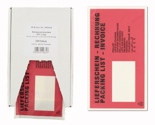 250 Dokumententaschen Lieferscheintaschen DIN lang Lieferschein-Rechnung