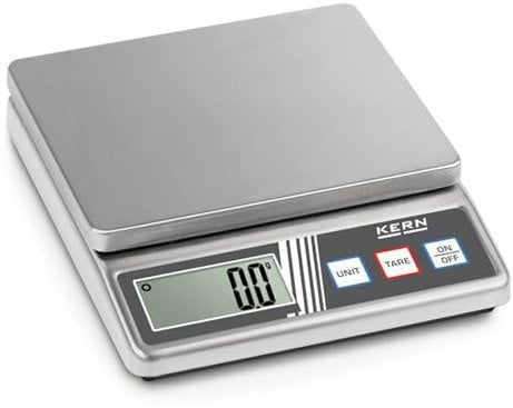 Kompakte Edelstahlwaage [Kern FOB 500-1S] Edelstahlausführung von Gehäuse und Wägeplatte, Wägebereich [Max]: 0,5 kg, Ablesbarkeit [d]: 0,1 g