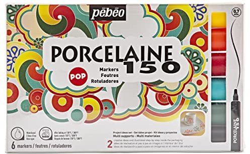 Pébéo Porcelaine Etui de 6 feutres Couleurs Pop Pointes Fines Assorties