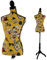Schneiderpuppe T222, Schaufensterpuppe Torso weiblich, Fiberglas - Gelb mit Blumen