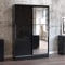 Happy Beds Lynx 2 Door Sliding Mirrored Wardrobe Wood Bedroom Furniture Storage Black