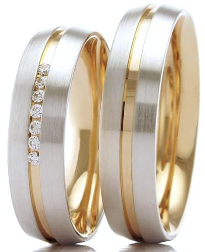 Trauringe 585/- Weißgold Rotgold B-48-05203-04