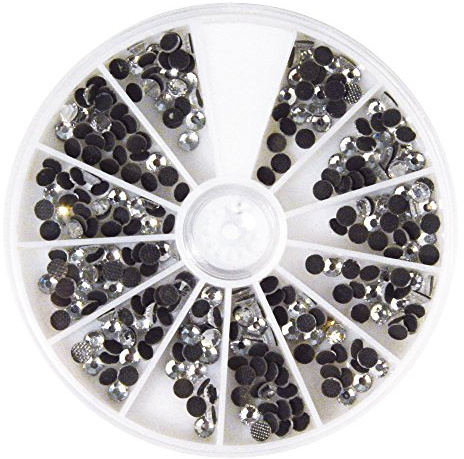 Rayher 15129801 Hotfix Strasssteine aus Glas, 4 mm ø, Farbe: bergkristall, Sortierbox 288 Stück, Glas-Strasssteine, Schmucksteine zum Aufbügeln