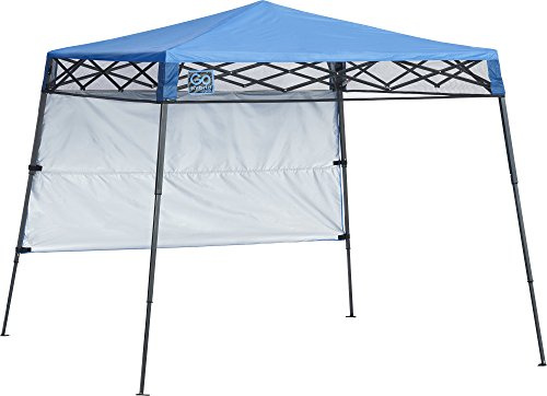 Quik Shade Go Hybrid 6' x 6' Sun Protection Pop-Up Compact and Lightweight 7' x 7' Base Slant Leg Backpack Canopy, Regatta Blue