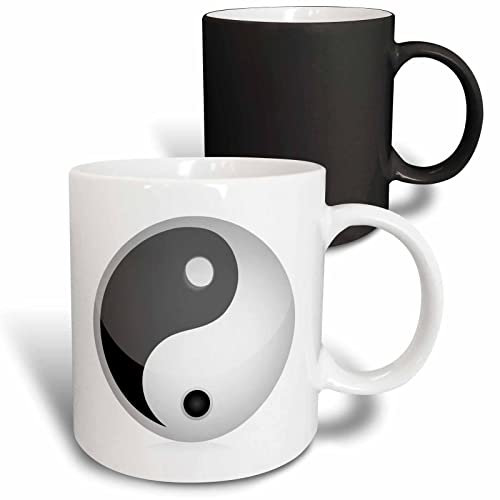 3dRose Tasse schwarz und weiß Yin und Yang Zeichen – 325 ml – Transforming, Schwarz/Weiß