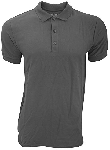 Gildan Premium Cotton Sport Polo Shirt, Charcoal, Large, Contoured Collar & Cuffs