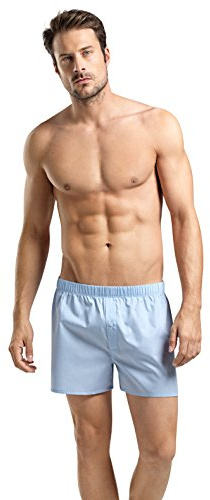 HANRO Men's Fancy Woven Boxer, Light Blue, X-Large