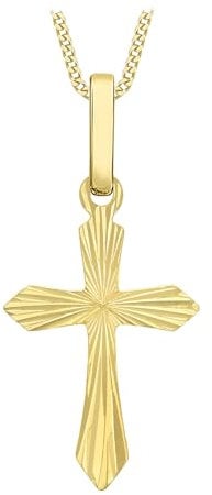 CARISSIMA Women's 9ct Yellow Gold Design Cross Pendant Necklace of 45.72cm
